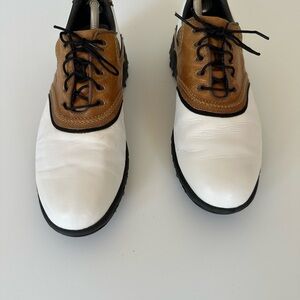 FootJoy Contour SeriesWhite and Brown Athletic Shoes with Classic Oxford Style